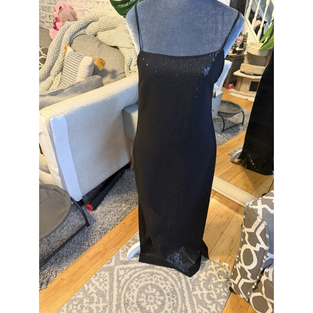 Max Mara Women's Black Sequins Sleeveless Square Neck Alias Dress.Retail $795